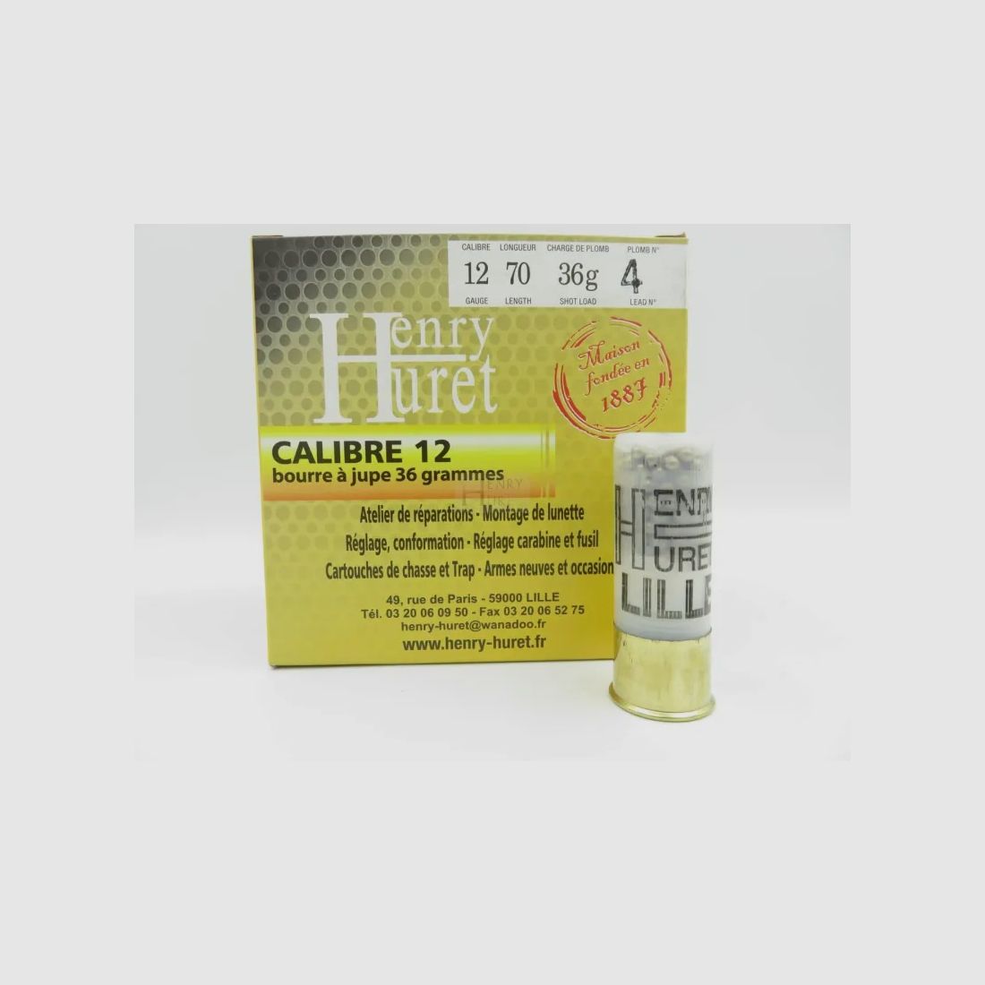 Patrone Henry Huret Kal. 12 BJ 36 g Pl 4d Box mit 25 Stück, Bild 1 von 2