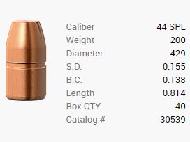 Balle Barnes .44 Special/.429 200GR M/LE Tac-XP Pistolet FB 40 pièces