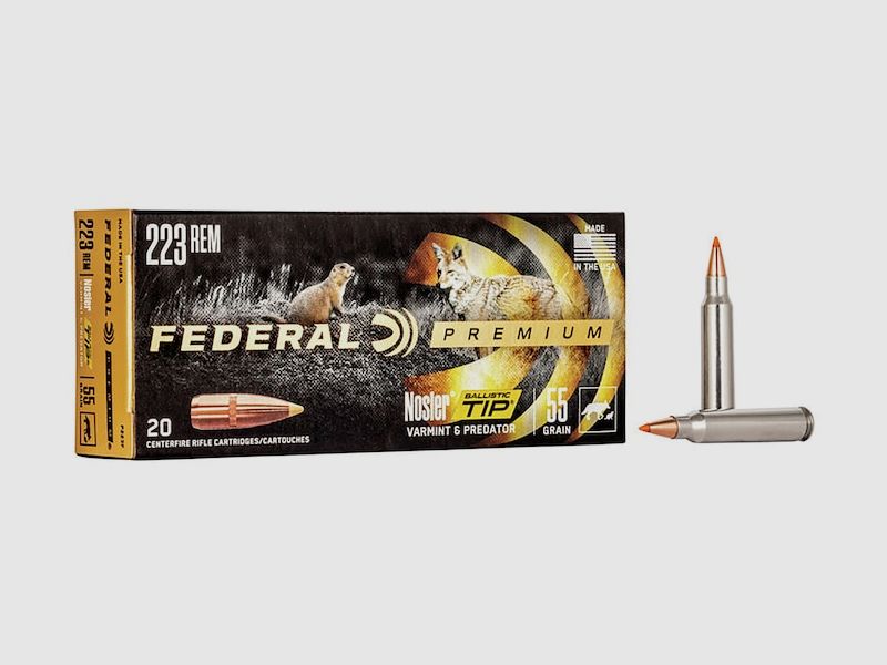 Federal Premium Varmint & Predator Nosler Ballistic Tip .223 Rem. 55GR 20 Patronen