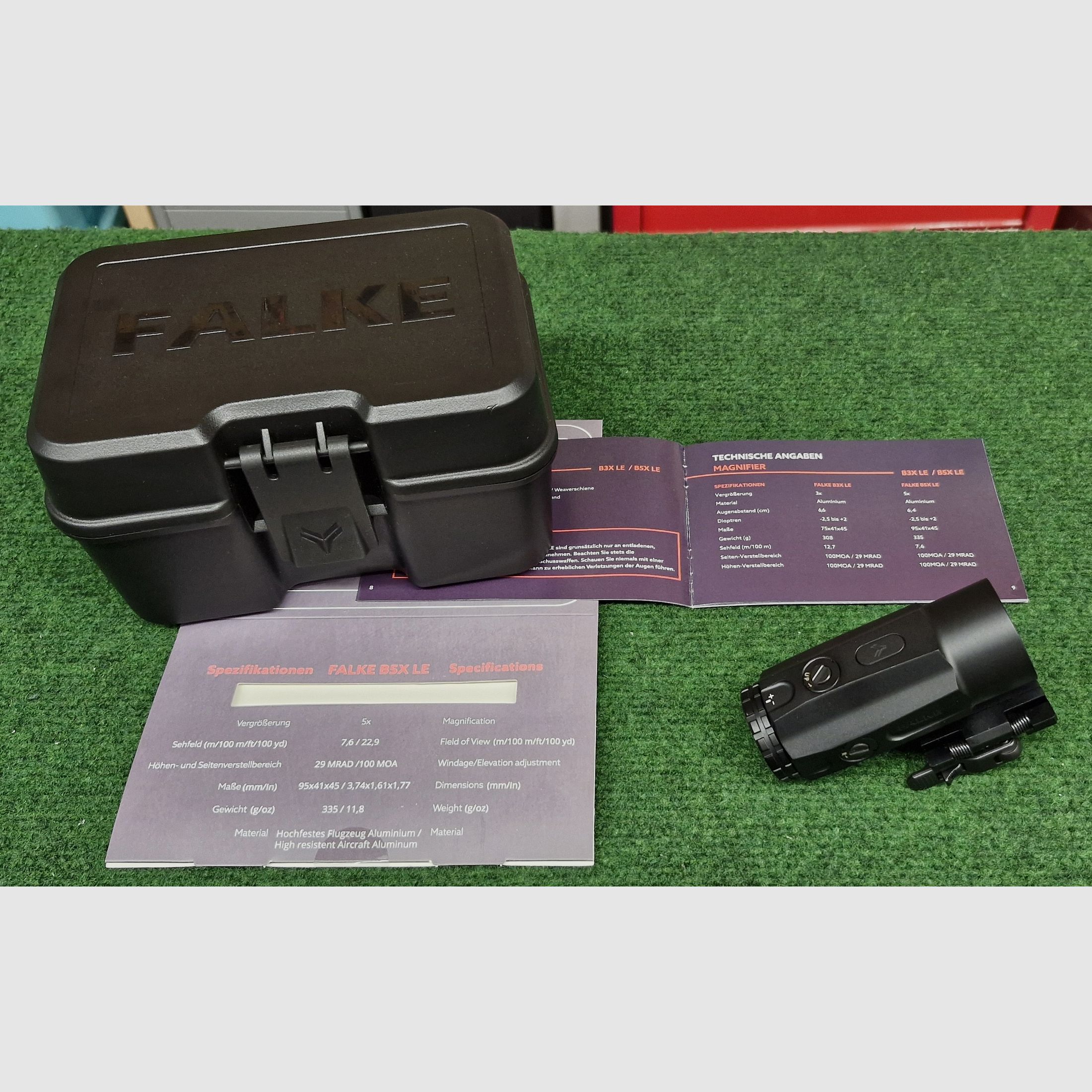 Falke B5X LE Magnifier avec montage Picatinny/Weaver, pratiquement NEUF