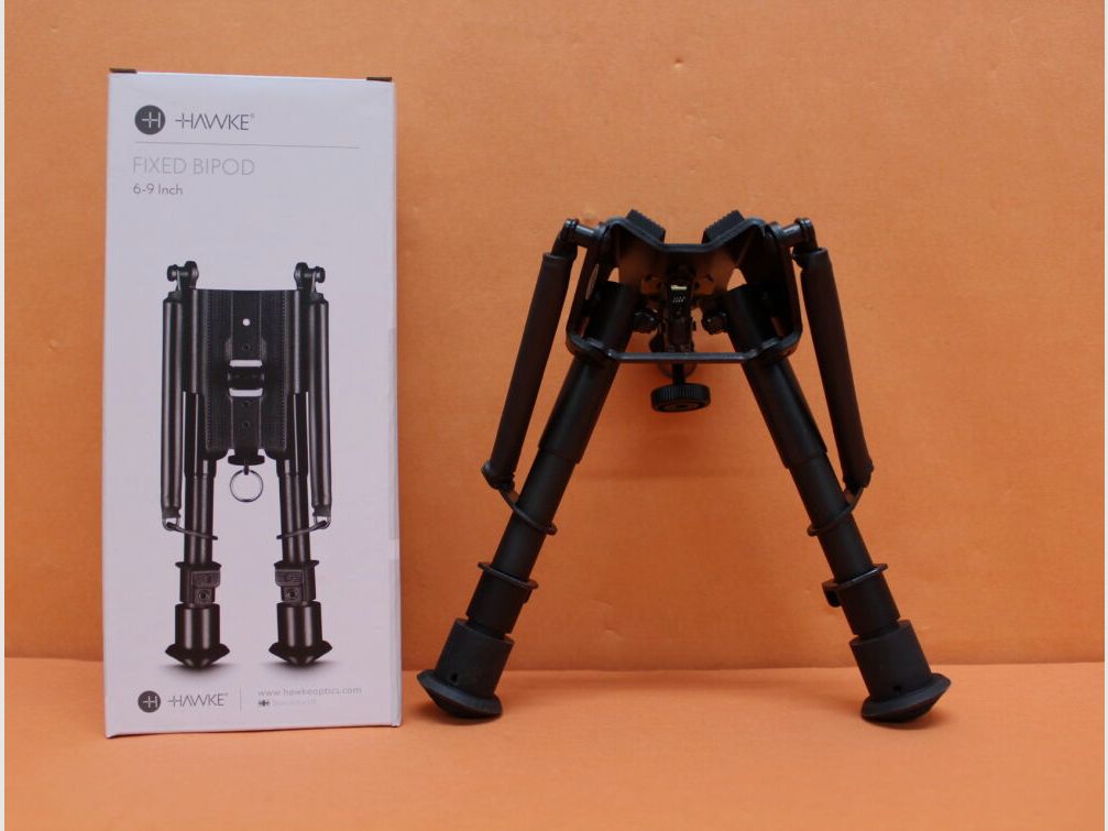 HAWKE HAWKE Zweibein Fixed Bipod (70001) Höhe 6-9"/ ca. 15-23 cm, Rastenverstellung, gummierte Füße