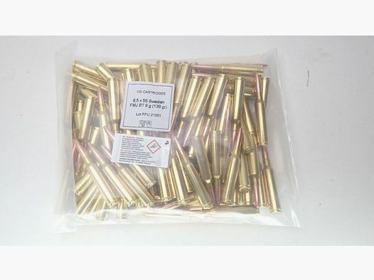 1000 disparos PPU Prvi Partizan 6,5x55SE 139grano 9 gramos FMJ BT Paquete a granel 6,5x55 sueco
