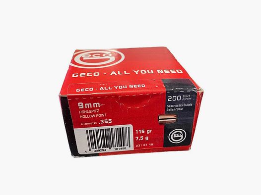 GECO PALLE HOLLOW POINT CAL. 9MM 7.5G 115GR CONF. 200PZ