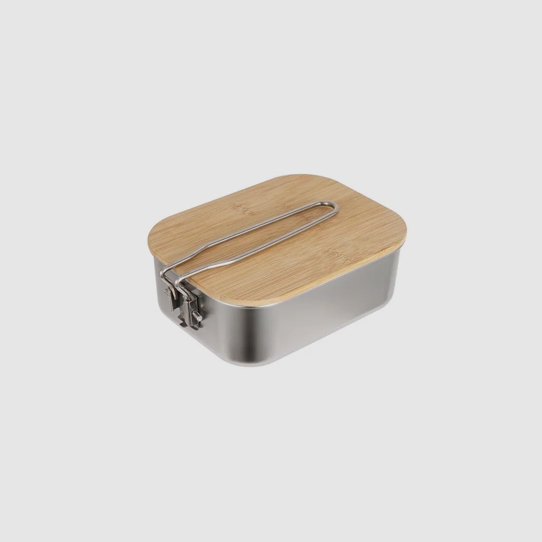 Stainless steel lunch box with bamboo cutting board