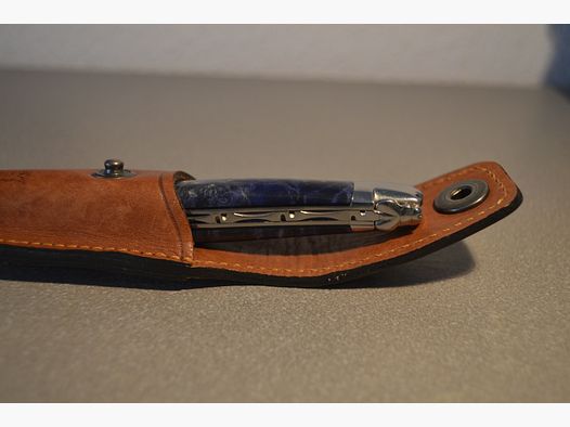Laguiole en Aubrac ORIGINAL coltello tascabile con custodia in pelle