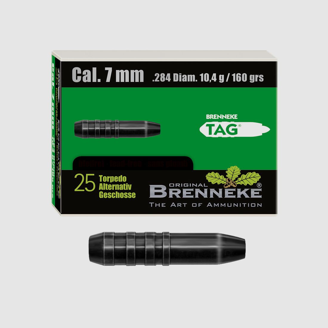 Brenneke Geschoss 7mm (.284) TAG 10,4g / 160grs 25 Stück