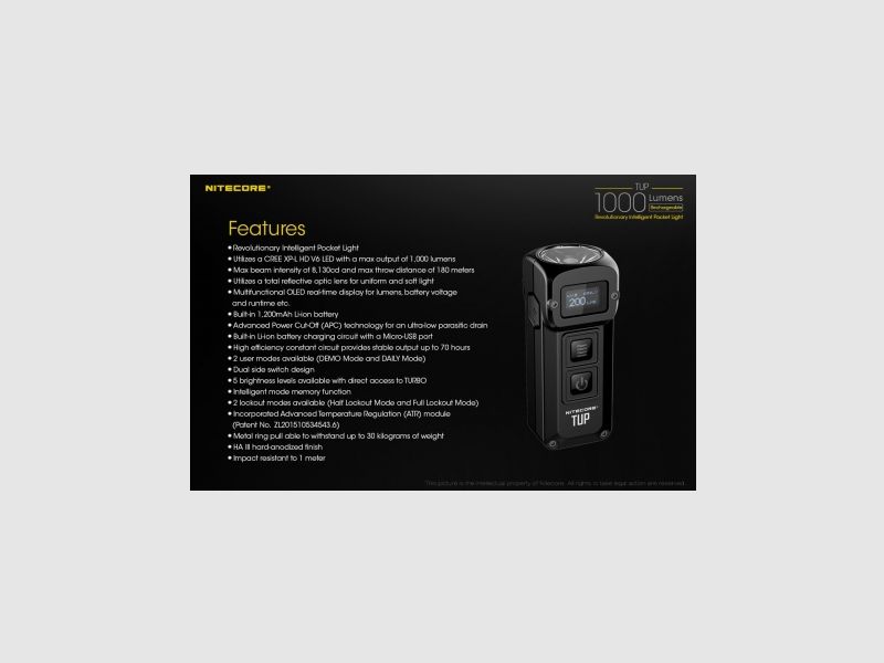 Nitecore TUP Zaklamp 1000 lumen Grijs, afbeelding 20 van 21