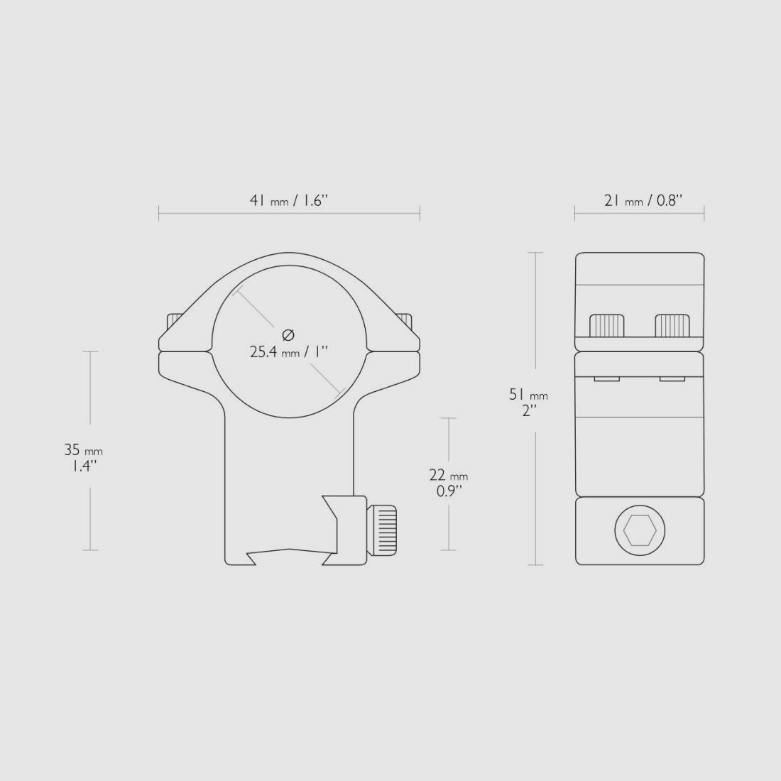 HAWKE Match Ring Mount, 9-11mm prism rail, tube: 1" high