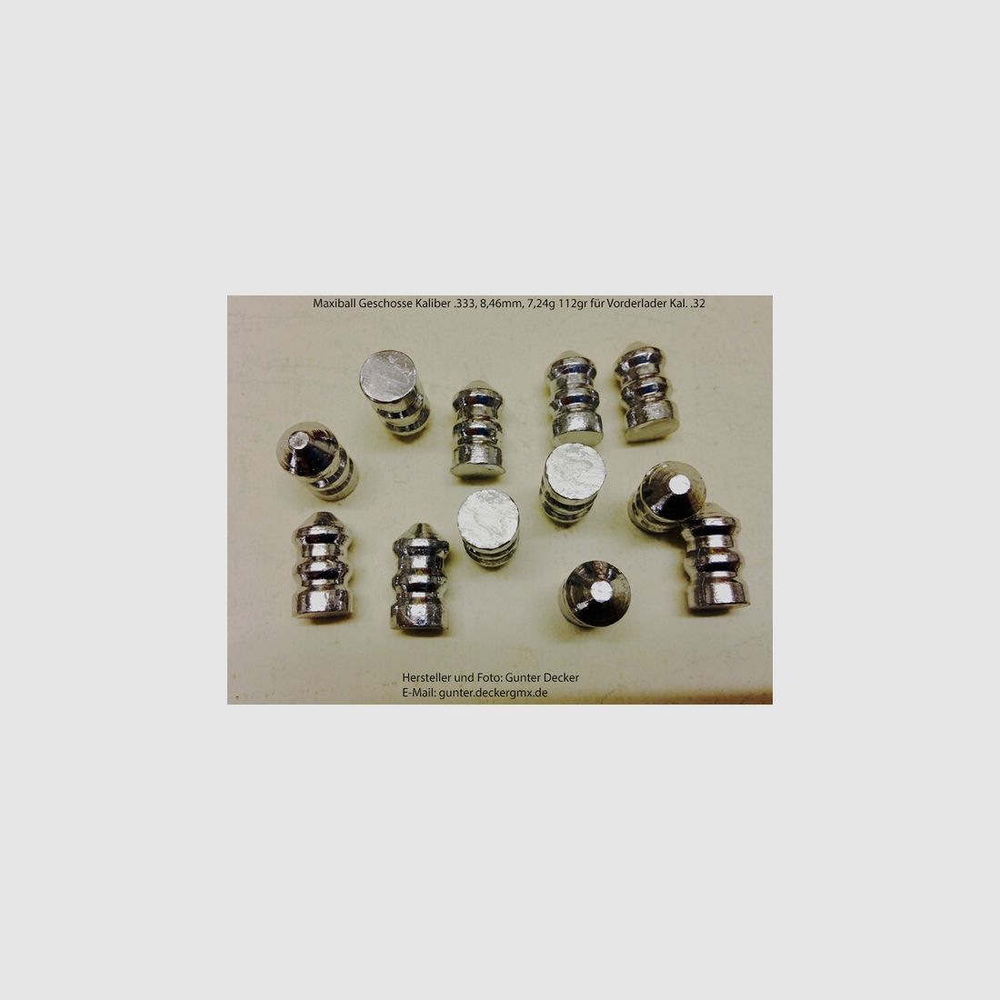 Maxiball Geschosse Kaliber .333 8,46mm 112gr Vorderlader Gewehre .32