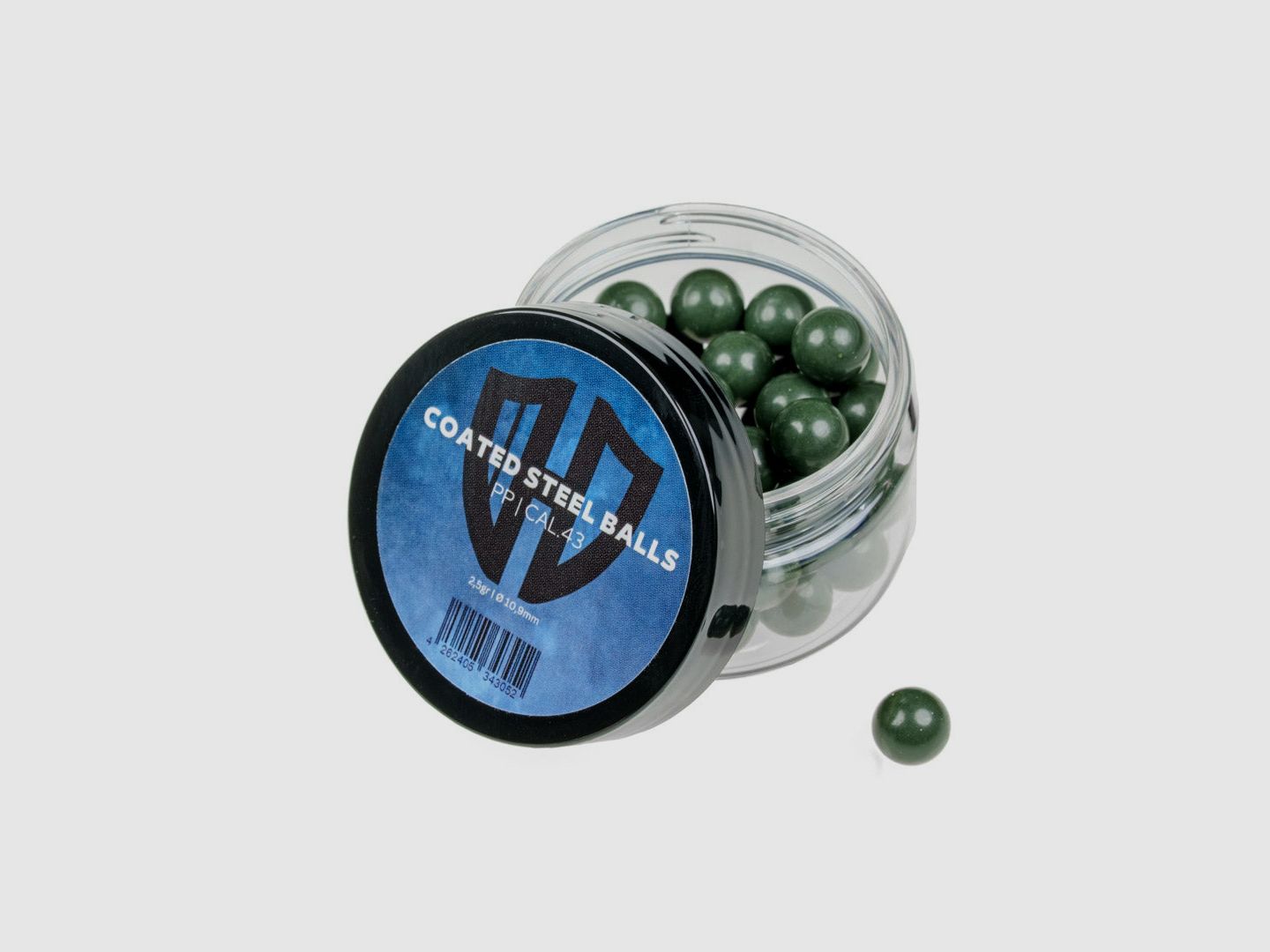 50x GECOTEERDE STAALBOLLEN | PP | 2,5gr. | Stalen kern met kunststof coating | 10,9mm | Cal.43 | Walther PPQ M2 | T4E TPM1