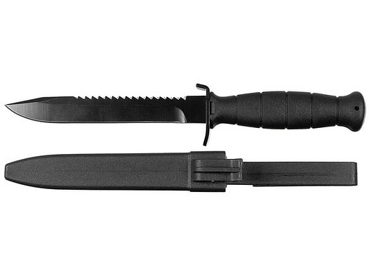 ÖBH Kampfmesser / Feldmesser 16,5/29cm MIT SÄGERÜCKEN - Glock - Nachbau - Schwarz - mit Scheide
