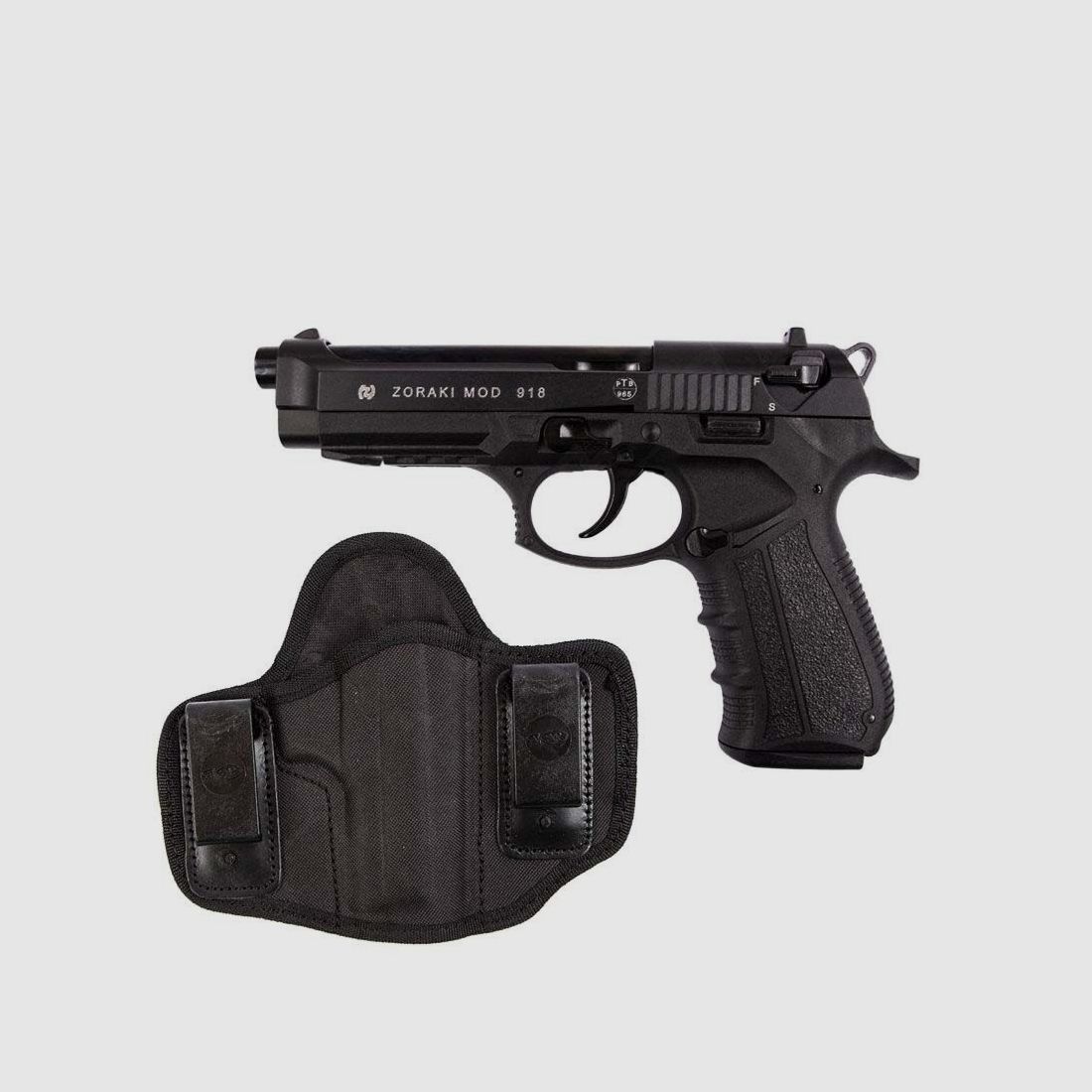 Divers 918-P Schreckschusspistole Brüniert 9mmPAK Holster Set