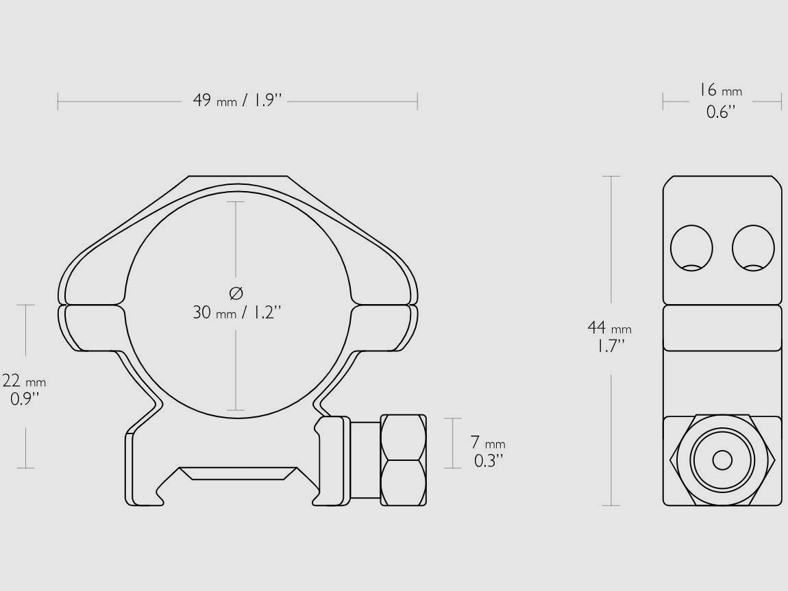Hawke Precision Montaggio Fisso in Acciaio Weaver 30mm Due Pezzi Medium, immagine 2 di 2