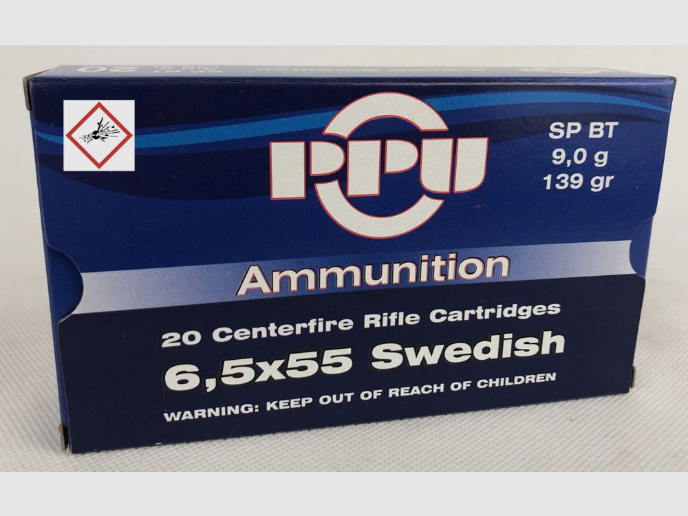 PPU Büchsenpatrone 6,5x55 SE TM 139grs