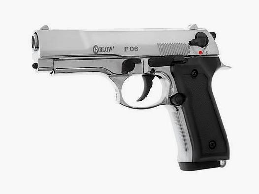 BLOW F06 Matt Chrome 9mm P.A.K. Schreckschusspistole im klassischen Dienstpistolen-Stil