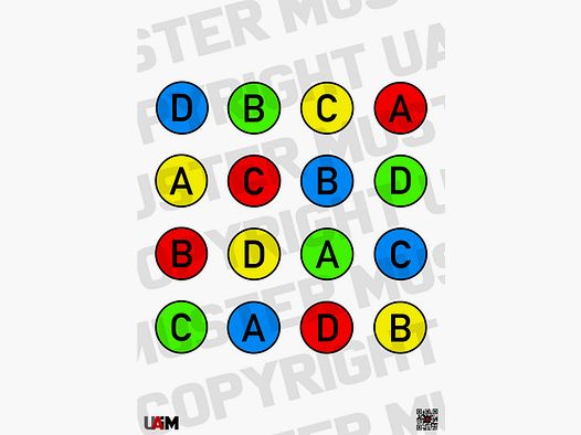 Letter Color Dot Target DIN A1 - Target for versatile drills and concepts...