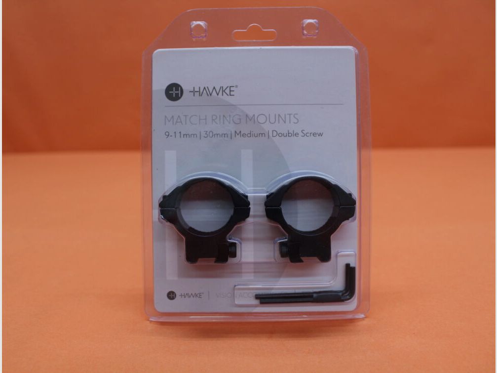 HAWKE HAWKE Montageringen Match 30mm medium (22107) BH=11mm Aluminium zwart mat voor 9-11mm prisma rail