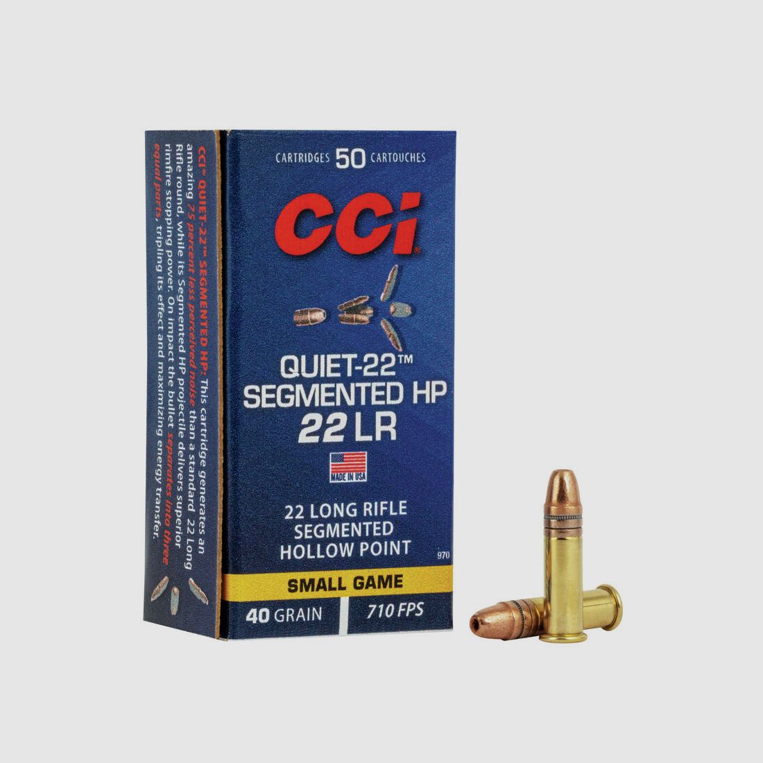 CCI Quiet-22 .22 LR 40GR Segmented HP 50 cartucce
