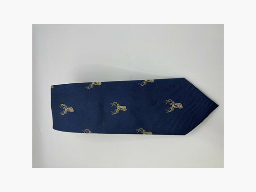 Dark blue tie with beige deer motif