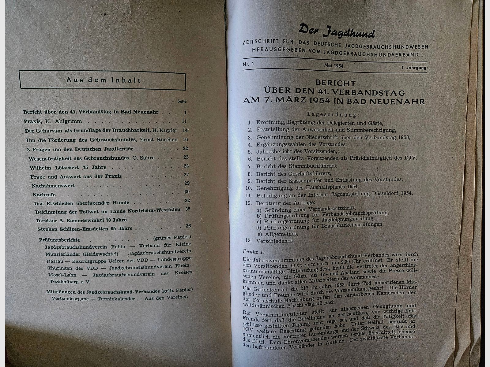 "Der Jagdhund" - Erstausgabe der aus dem Jahr 1954 - Jagdbuch - antiquarisch 