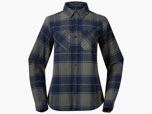 Bergans Nordmarka Flanellhemd Damen Green Mud/Navy Blue Check L