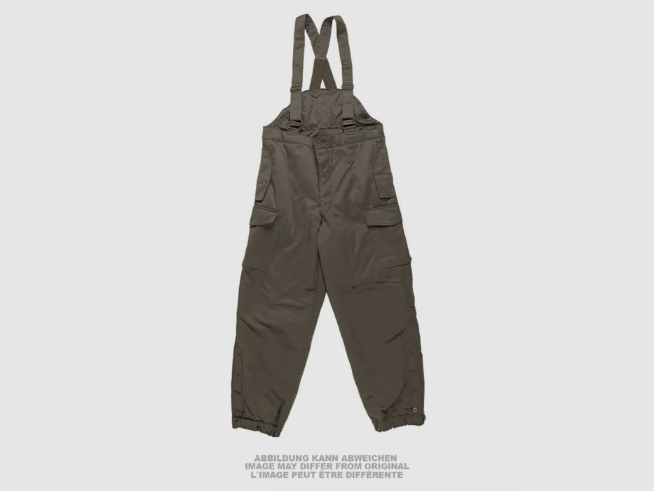 Pantalon thermique autrichien, olive, avec bretelles, comme neuf Taille : 104-108/III-IV