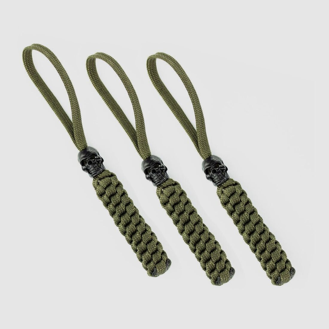 Lanyard mit Totenkopf 3er Set Oliv