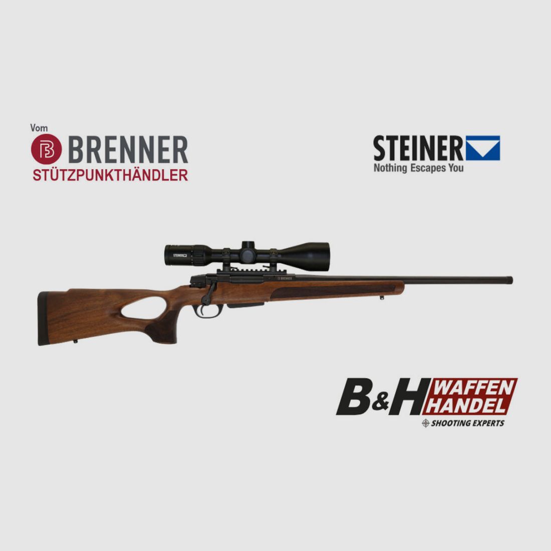 Pacchetto completo Brenner: Brenner BR20 con canna forata con Steiner Ranger 3-12x56 BR-20
