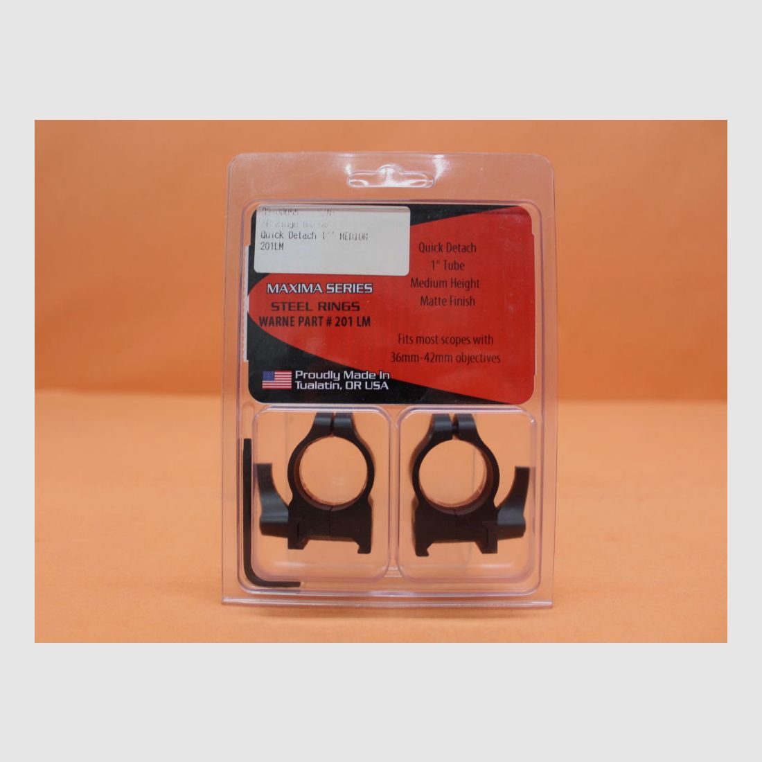 Warne Warne Maxima QD mounting rings 1" Medium (201LM) steel blued matte for Weaver profile