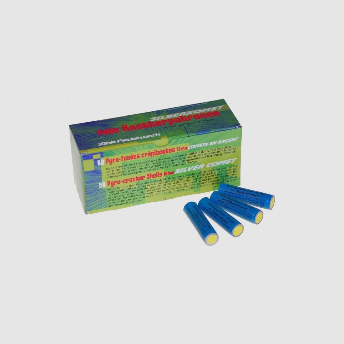 Zink Knatterpatronen mit Silberschweif 50er Pack