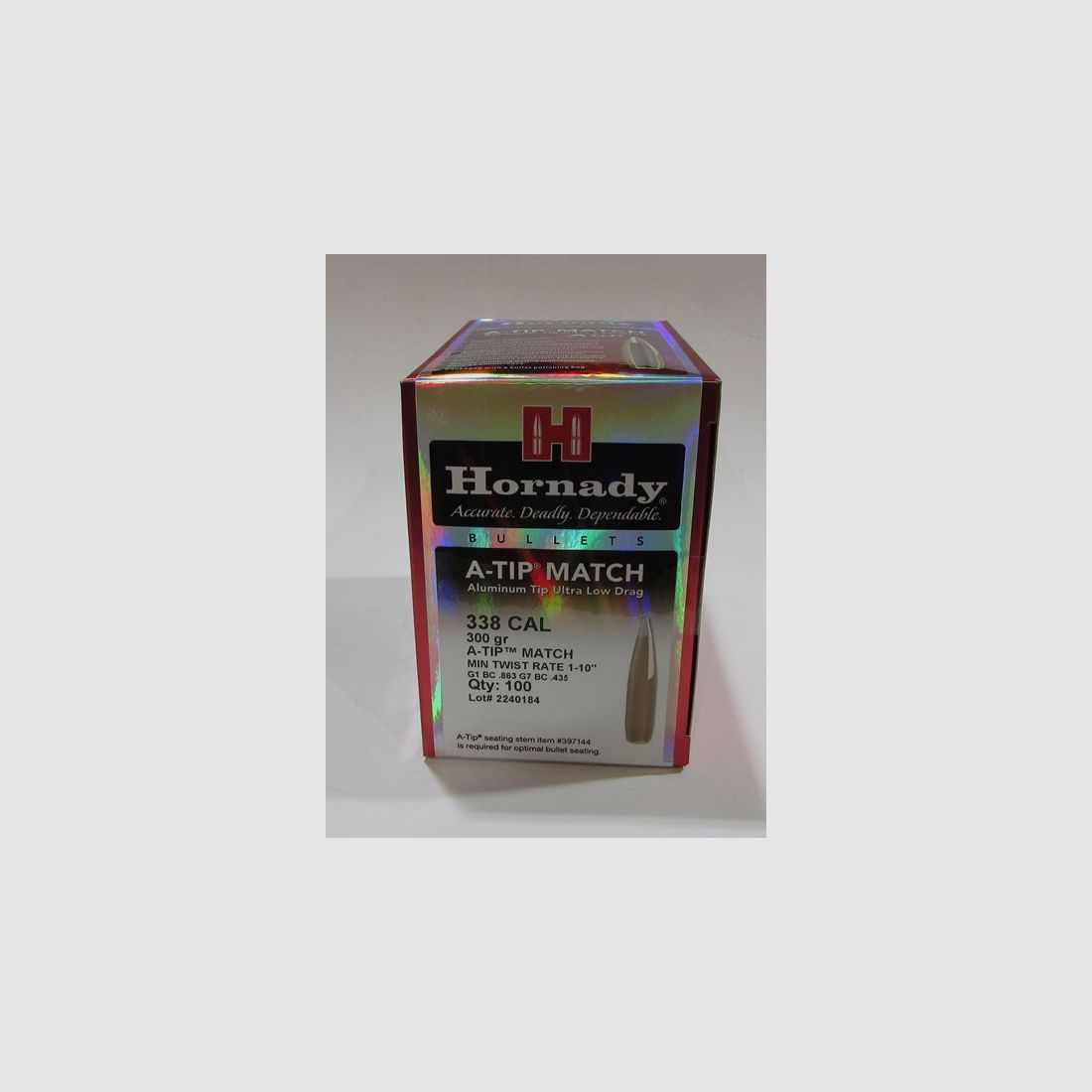 BOX 100 GESCHOSSE HORNADY A-TIP MATCH 338/338 300GR 33389