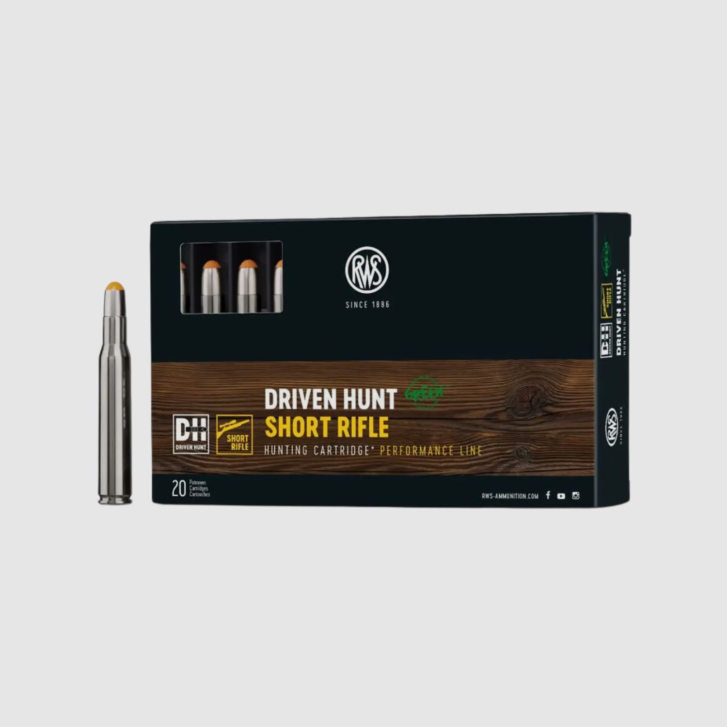 RWS .30-06 Chasse à tir vert carabine courte 150grs déformation 20 coups