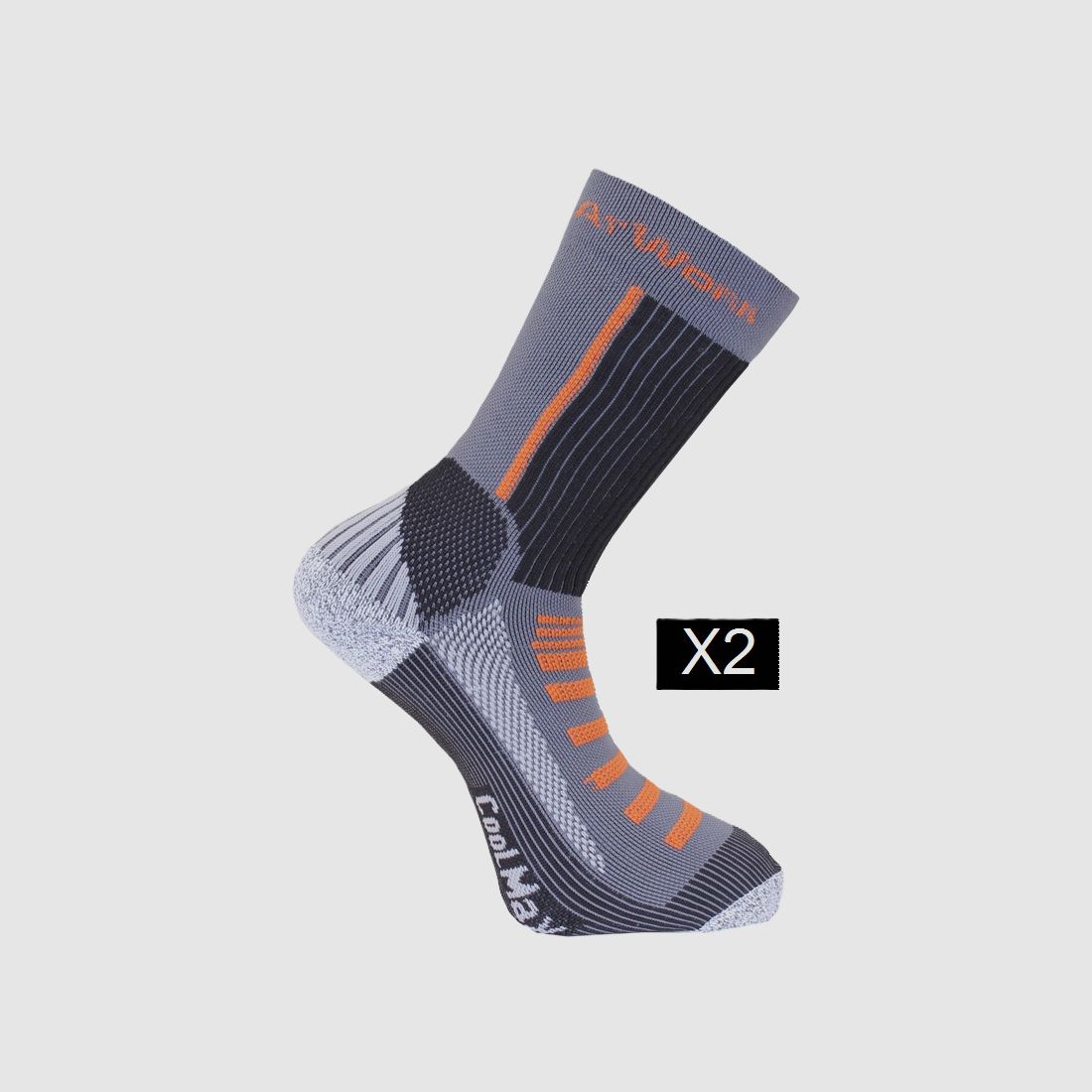 AtWork Tennis Socks Coolmax 2-Pack Size