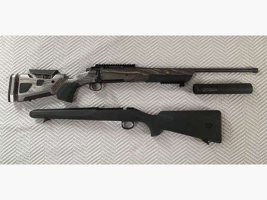 Mauser M18 Standard im Kaliber .30-06 mit Boyd’s AT-One Schichtholzschaft und ATEC Optima Schalldämpfer 