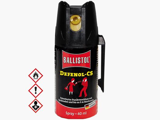 Defenol CS tear gas defense spray "KO", BKA approval, protective cap, 40ml