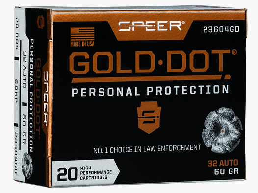 Speer Pistolenmunition Gold Dot .32 Auto 3,9g Gold Dot Hollow Point