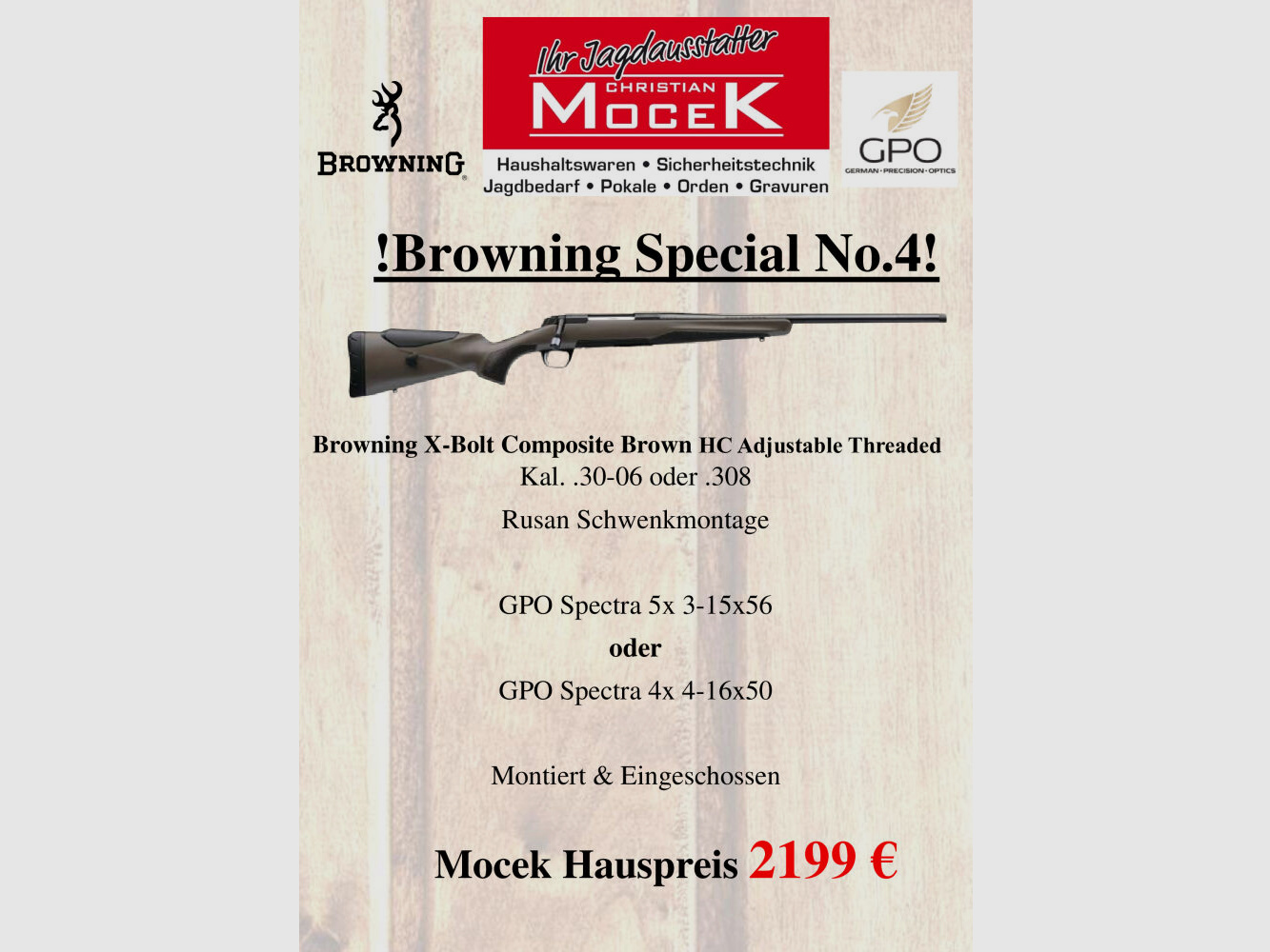 Browning X-Bolt Composito Marrone HC Regolabile Filettato, con GPO Spectra