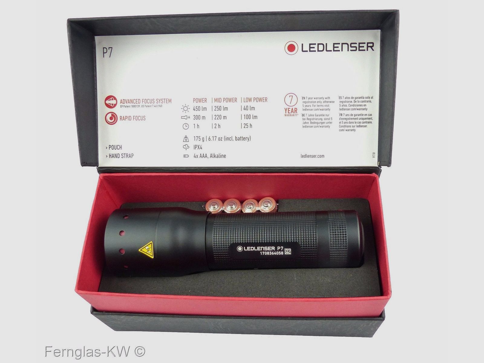 Ledlenser 501046 Taschenlampe P7 450 Lumen in Geschenk BOX mit Zubehör