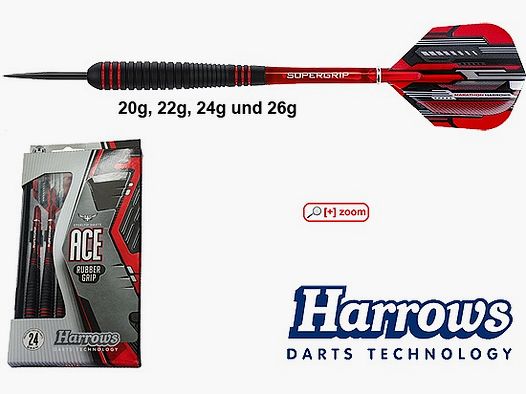Harrows Darts Technology Ace Steel 22g Dart et accessoires