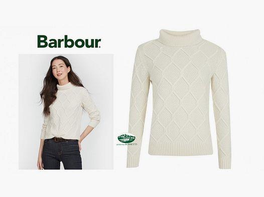 BARBOUR maglia BURNE dolcevita a trecce colore panna donna