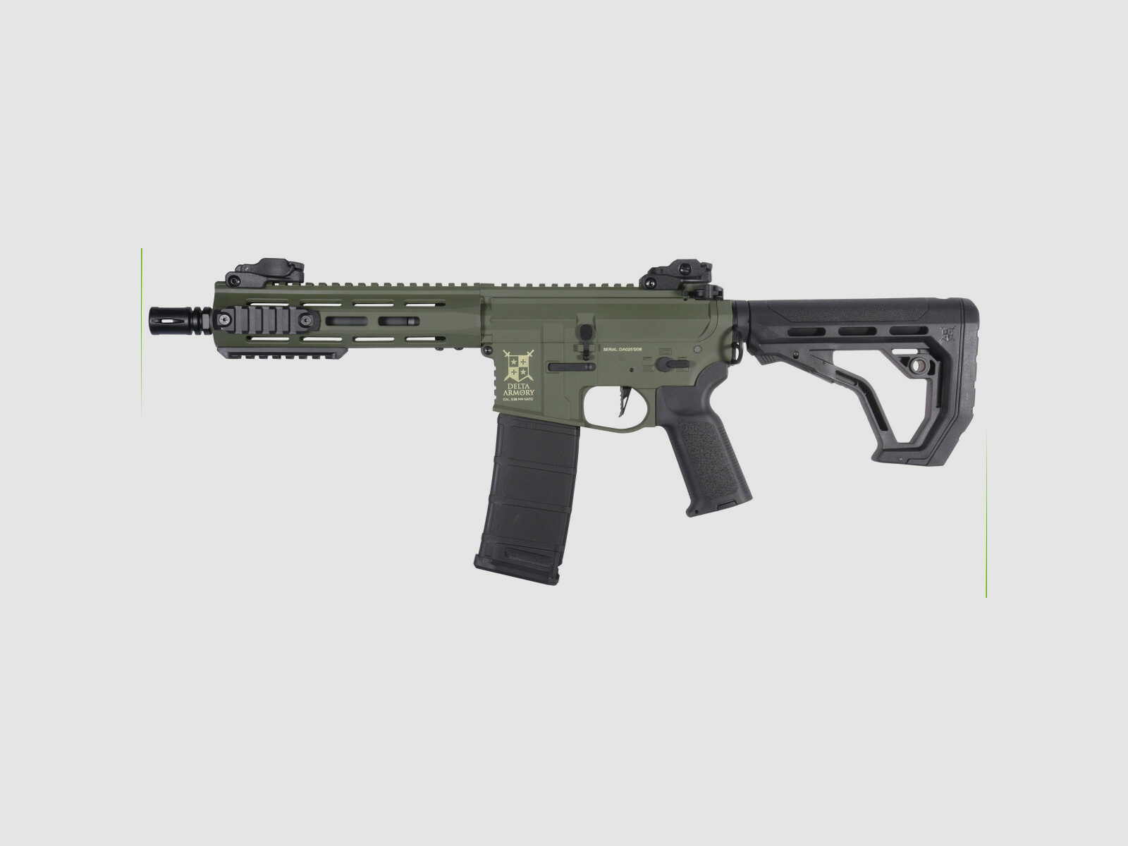 M4 AR15 M-LOK 8 pulgadas CHARLIE EAGLE ETU Oliva S-AEG Rifle Airsoft Libre a partir de 18 años | Delta Armory