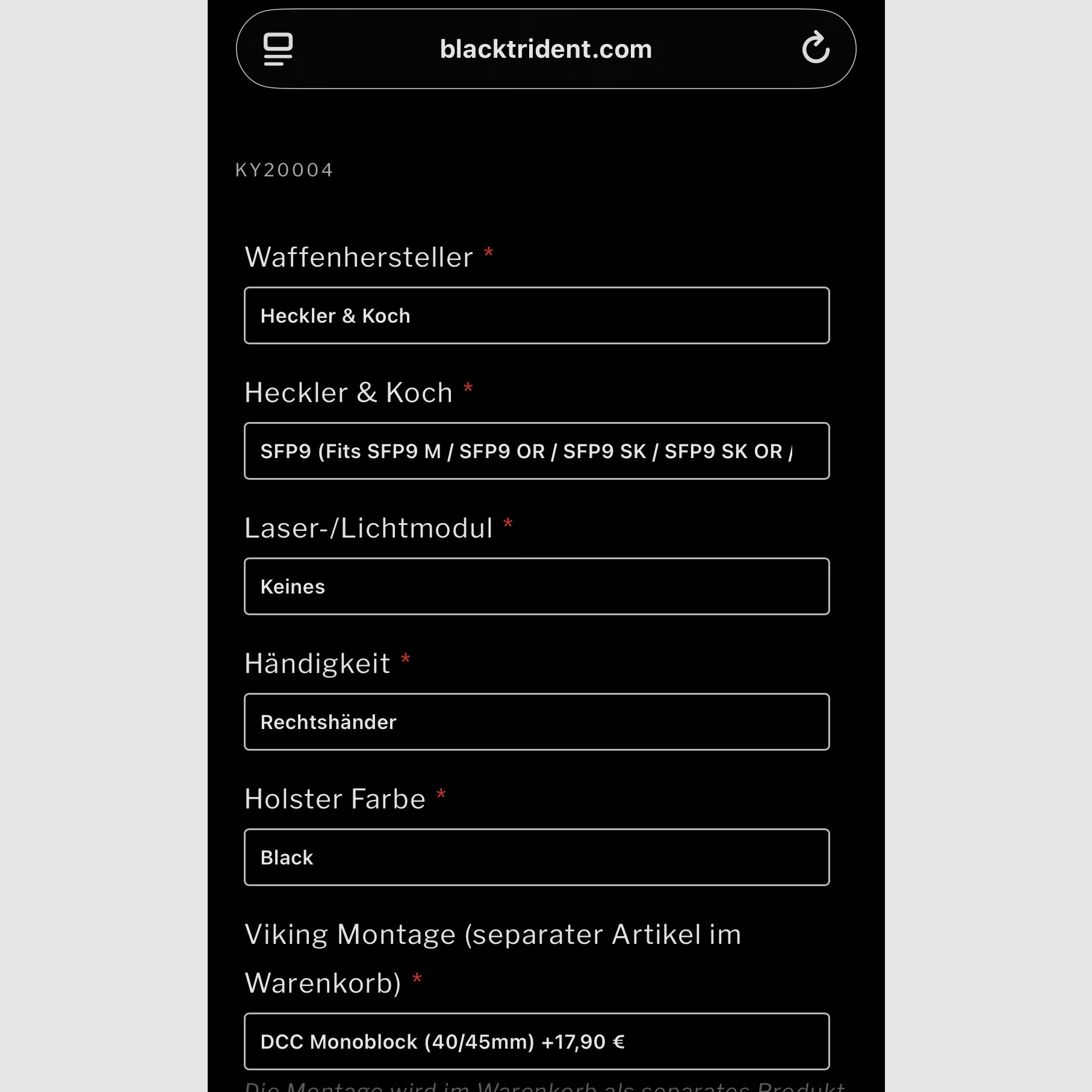 Black Trident Viking IWB Holster SFP9