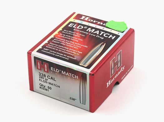 Büchsengeschosse, Hornady .338 ELD-Match, 285gr, 50Stk, .338 Lapua Mag.