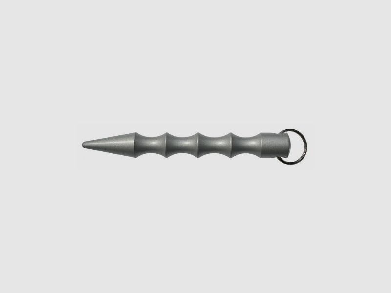 Kubotan chrom mit Fingerrillen und Spitze