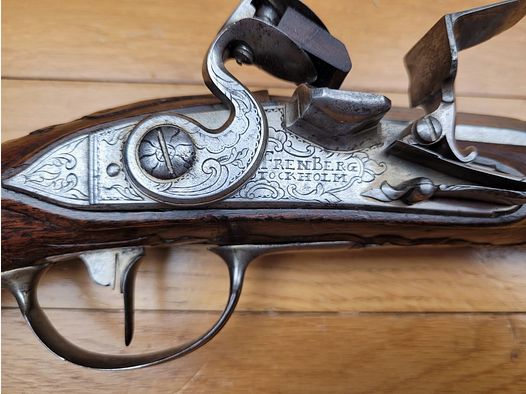 Wunderschöner schwedischer Steinschlosspistole XVIII. – Siebenjähriger Krieg – Frenberg in Stockholm – Ausgezeichneter Zustand