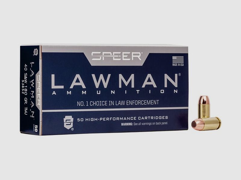 Speer Lawman .40 S&W 180GR TMJ FN 50 cartridges