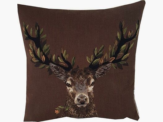 Lovergreen Kissen Motiv Kissen Gerader Hirschkopf + Laub
