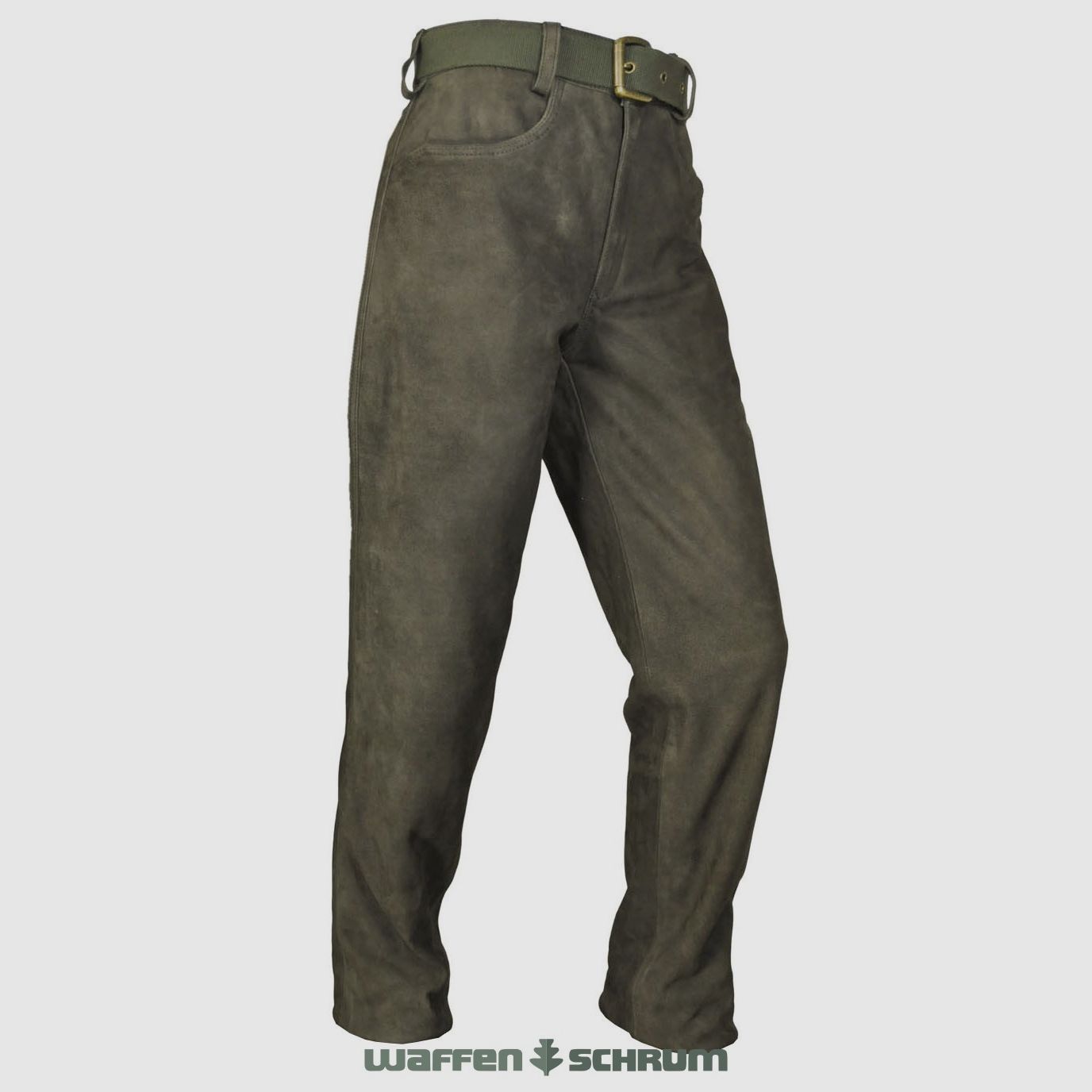 Hubertus Lederhose Schmalreh Dunkel-oliv