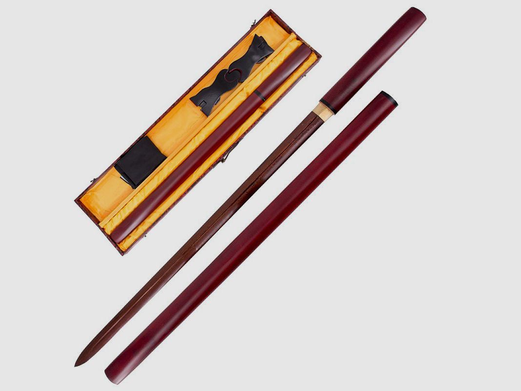 Katana Shirasaya Damast Rot inklusive Holzkiste