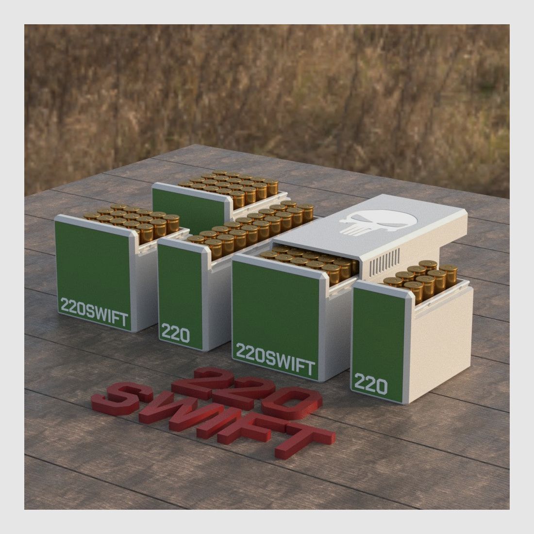 Filamelt Munitionsbox / Ammo Box .220 Swift – Patronenbox für 50 Schuss, Made in Germany